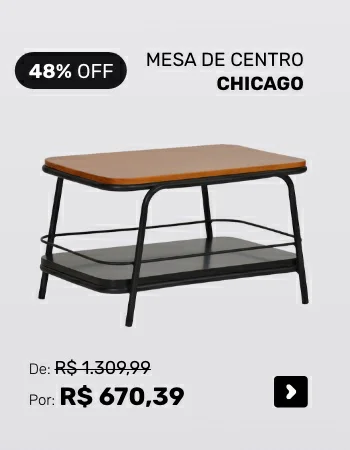 Mesa de Centro Retangular Chicago Preta e Castanho