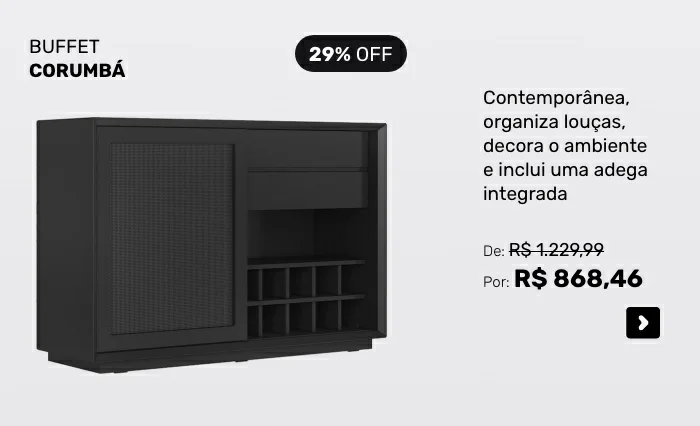 Buffet Corumbá com Tela 1 PT 1 GV Preto