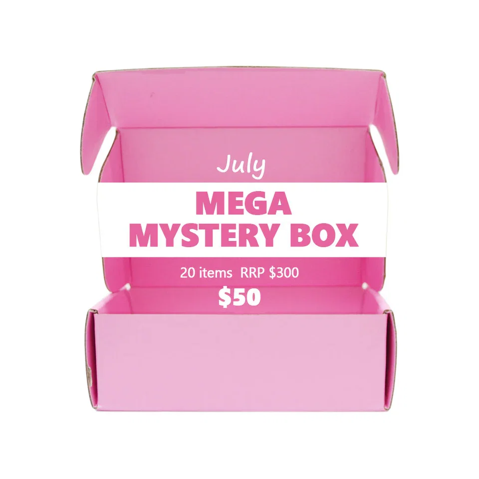 July Mega Mystery Box with 20 beauty items valued at over $300