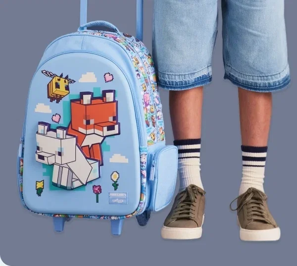 Minecraft Trolley Backpack With Light Up Wheels