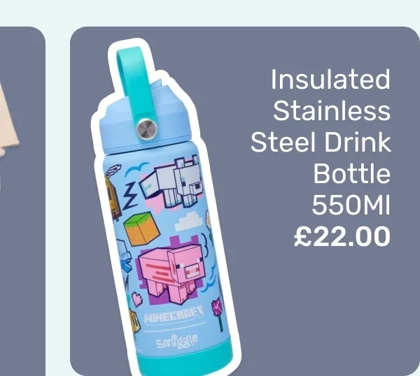 Minecraft Squiggle Insulated Stainless Steel Drink Bottle 550Ml