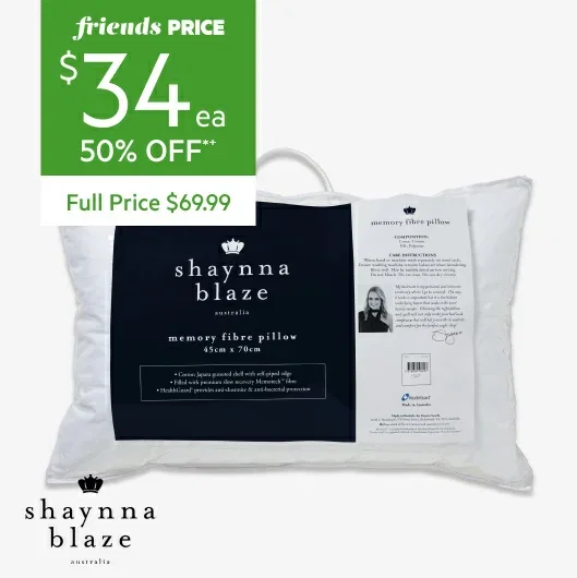 Shaynna Blaze Memory Fibre Medium or High & Firm Profile Pillow