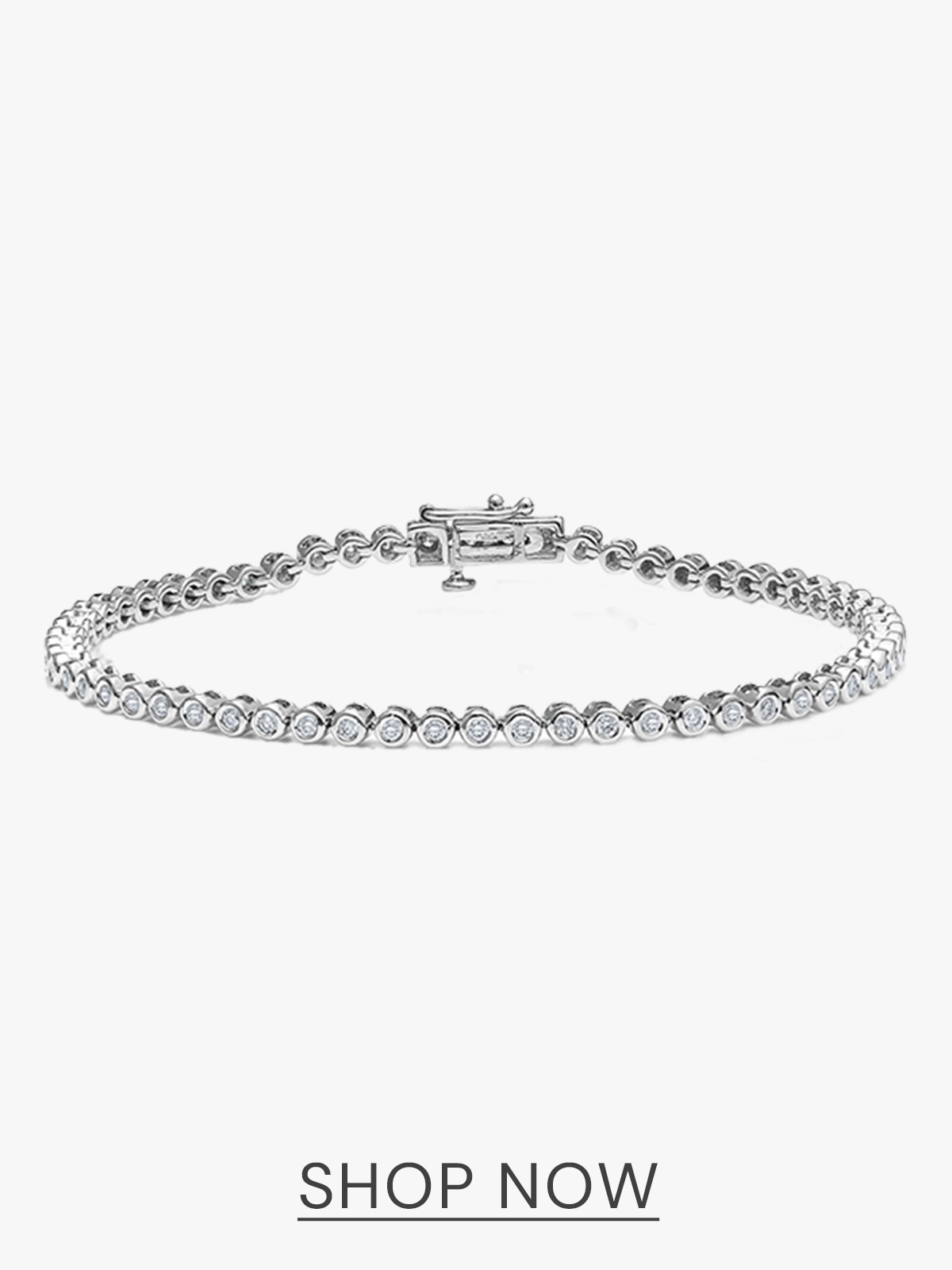 1ct Lab Diamond Tennis Bracelet Rub Over Style in 925 Sterling Silver