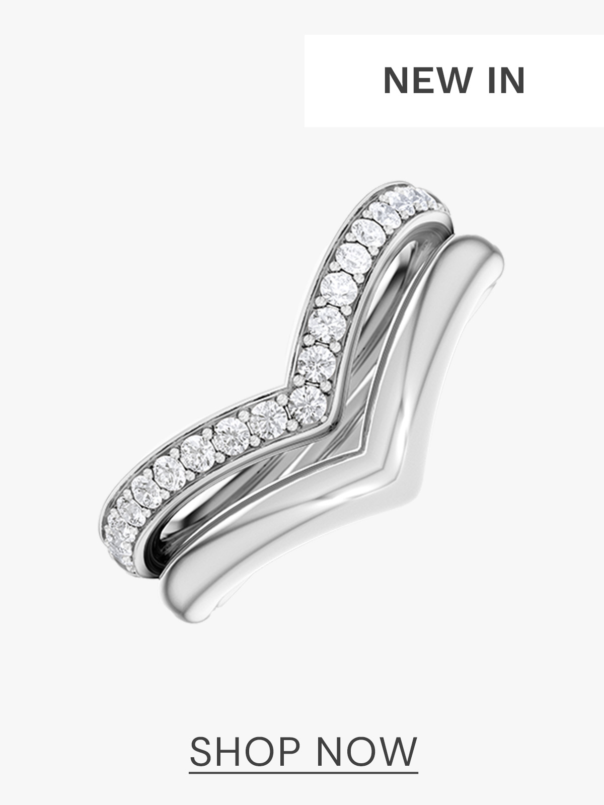 Dual 0.27ct Lab Diamond Stacking Wishbone Ring in Sterling Silver