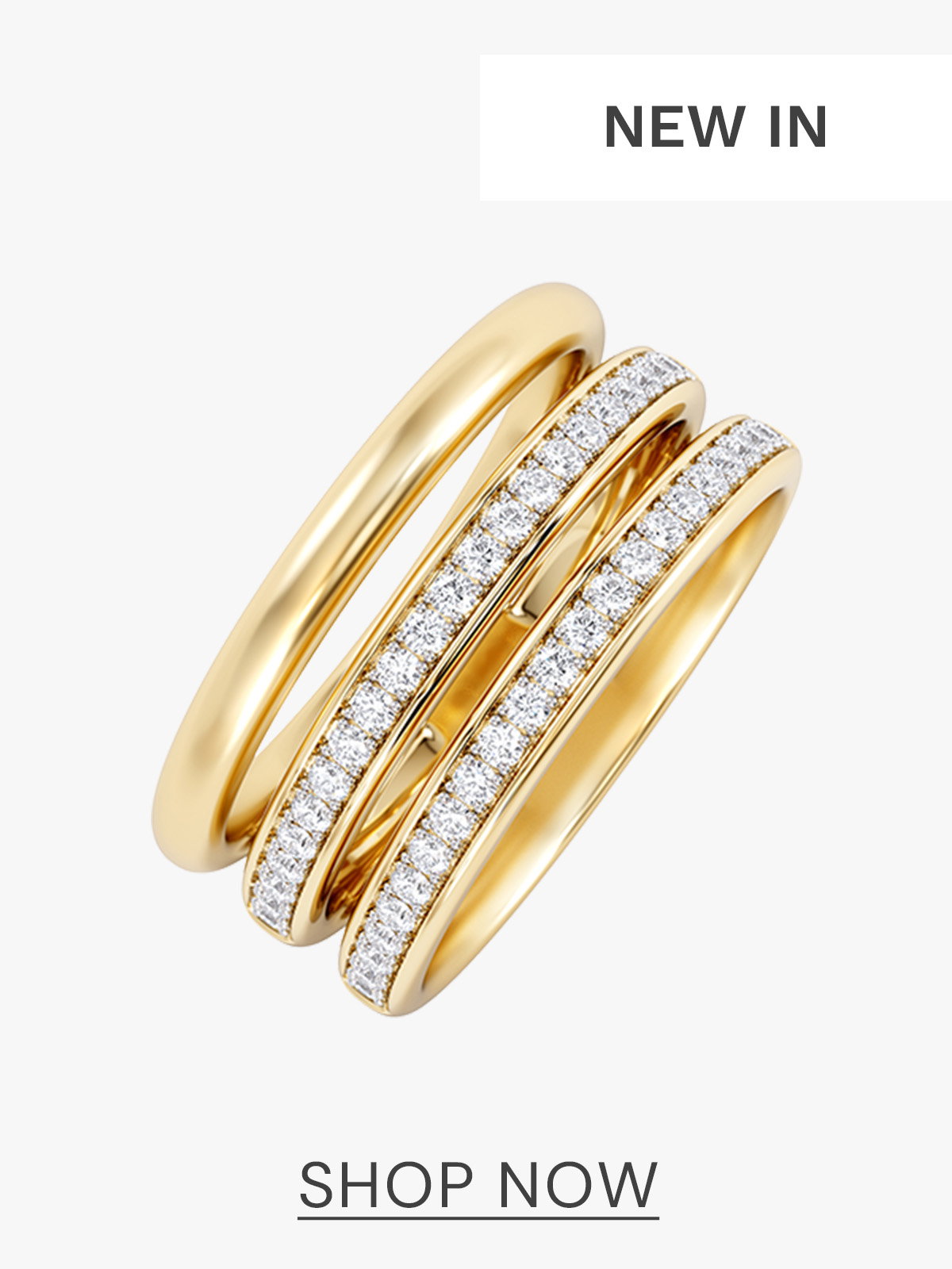 Trinity Curve 0.20ct Lab Diamond Stacking Ring in 18K Gold Vermeil