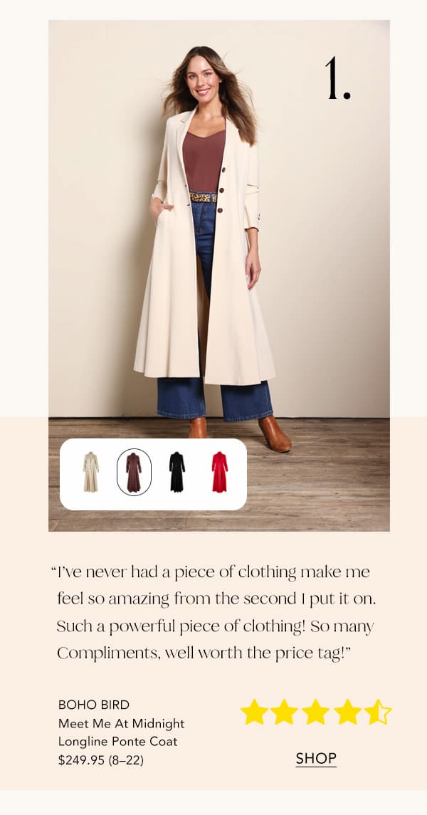 meet me at midnight longline ponte coat