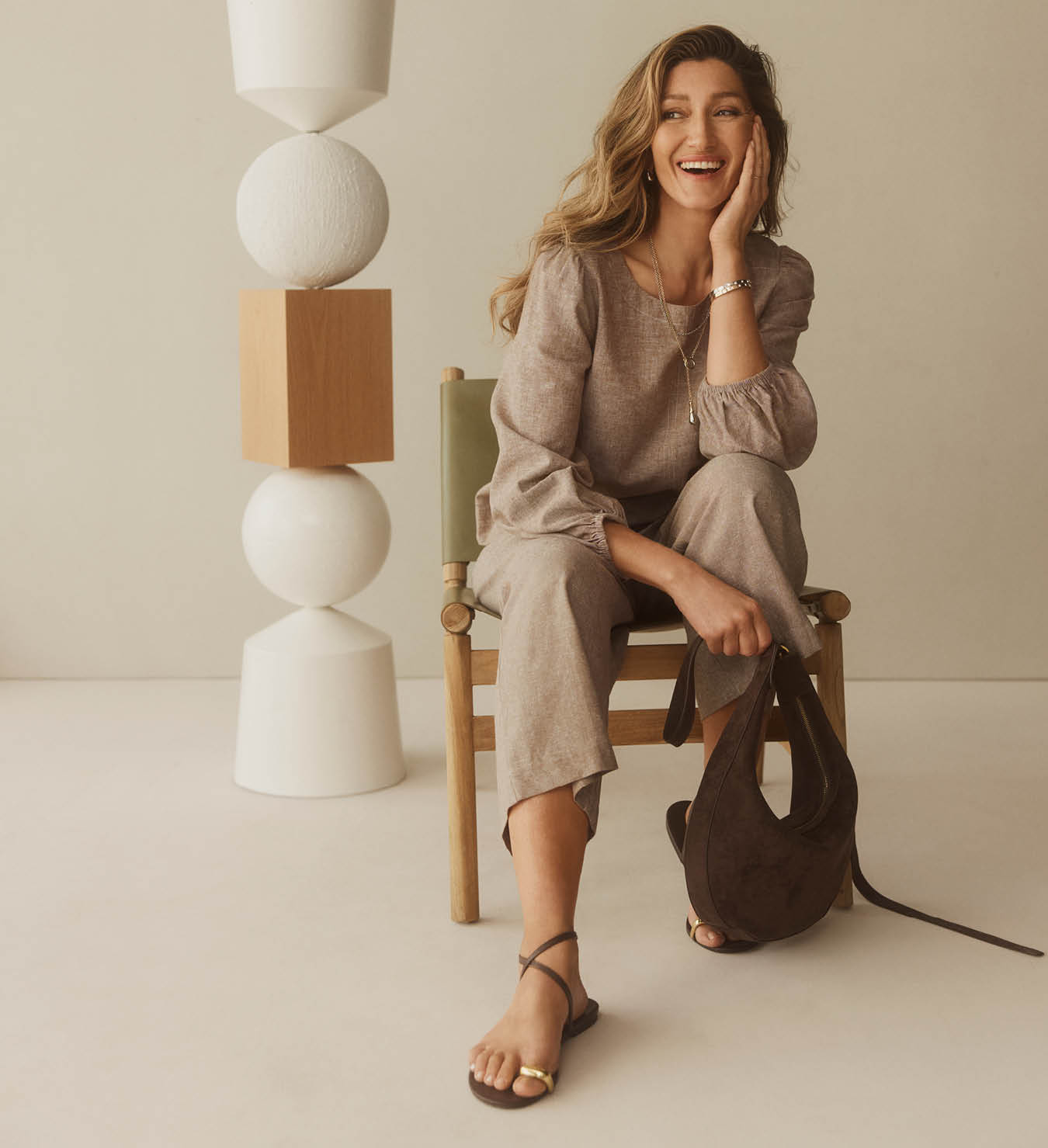 Linen Blend Scoop Neck Top