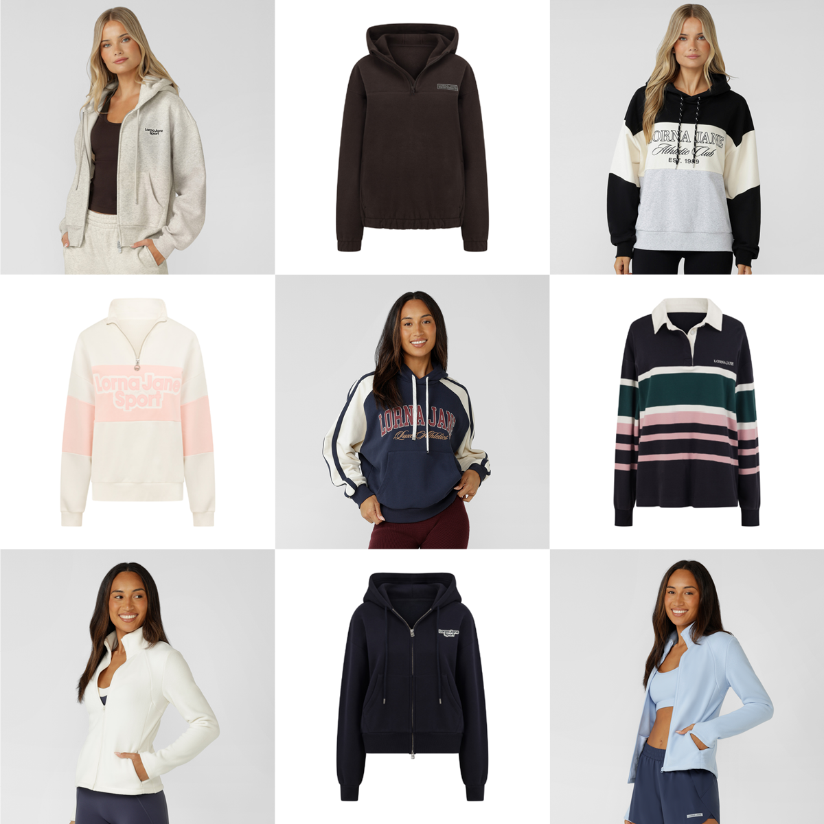 Grid of nine winter styles