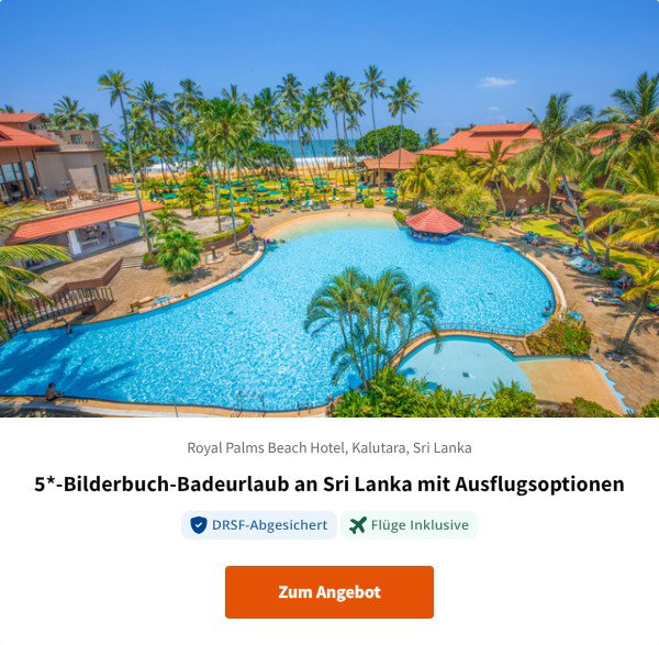 5*-Bilderbuch-Badeurlaub an Sri Lanka mit Ausflugsoptionen