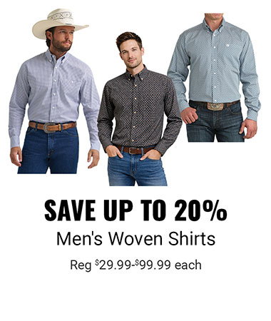 Save up to 20% Men's Woven Shirts