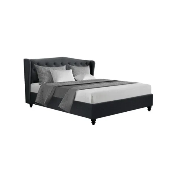 Pier Bed Frame Fabric Charcoal King