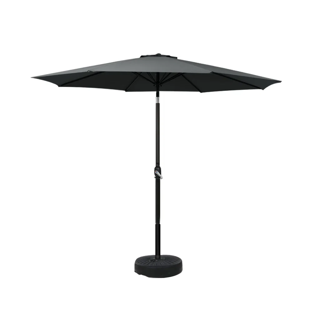 Outdoor Umbrella 270 cm Base Beach Pole Garden Tilt Sun Patio UV Black