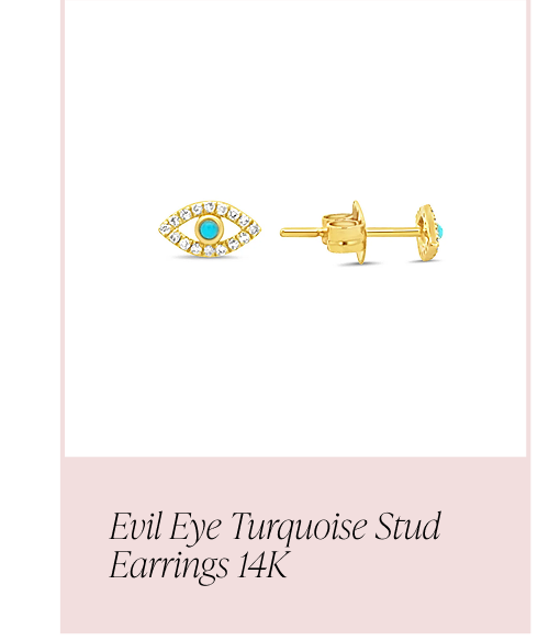 Evil Eye Turquoise Stud Earrings 14K