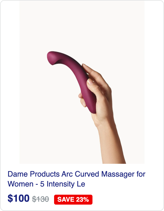Dame Products Arc Curved Massager for Women - 5 Intensity Levels, Waterproof