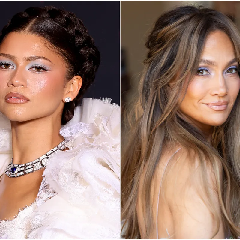Image may contain: Zendaya, Jennifer Lopez, Head, Person, Face, Photography, Portrait, Adult, Wedding, and Accessories