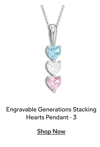 Engravable Generations Stacking Hearts Pendant - 3