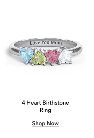 4 Heart Birthstone Ring