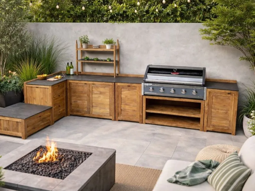 Image of Bari Teak Outdoor Kitchen Set 6