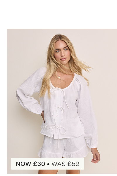 White Scoop Neck Double Gauze Top