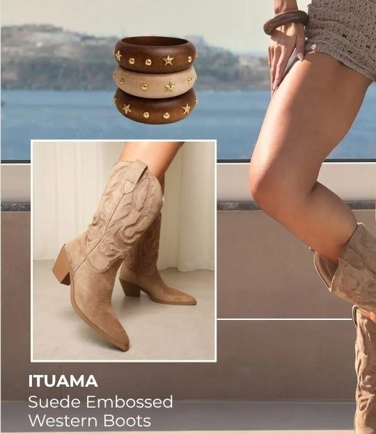 look book, ituama suede western boots 