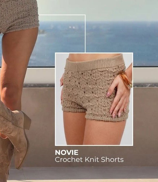 novie crochet knit shorts