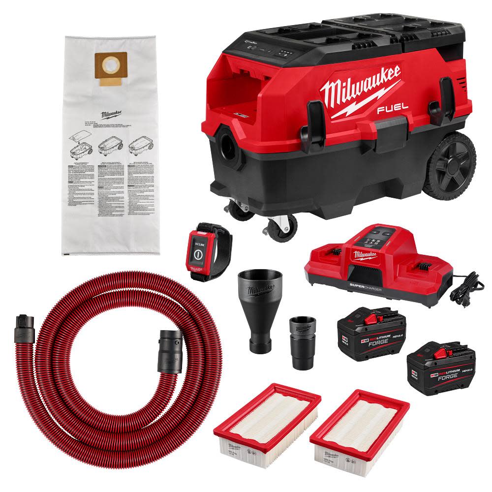 Milwaukee 9 Gallon Dual Battery Dust Extractor Kit