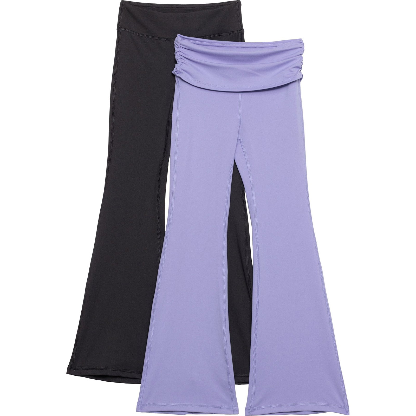 90 Degree by Reflex Big Girls Iverra Flare Pants | Deep Periwinkle/Black | Size Large | Stretchy Fabric
