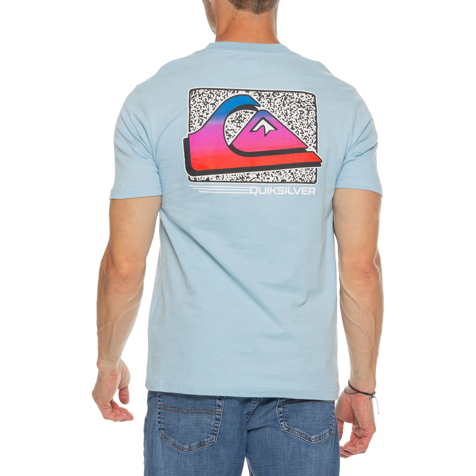 Quiksilver Break N Rad Graphic T-Shirt for Men | Airy Blue | Size Large | Cotton