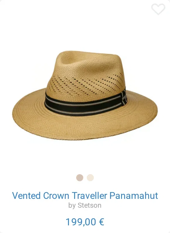 Vented Crown Traveller Panamahut by Stetson