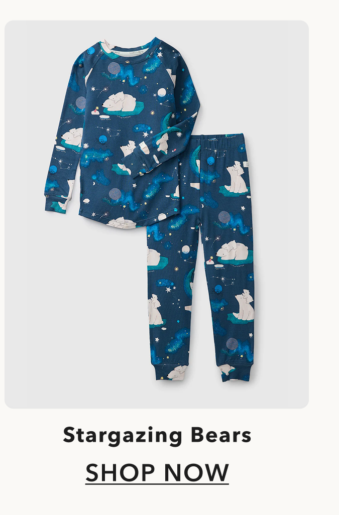 blue long sleeve PJs shirt and pants with polar bear print