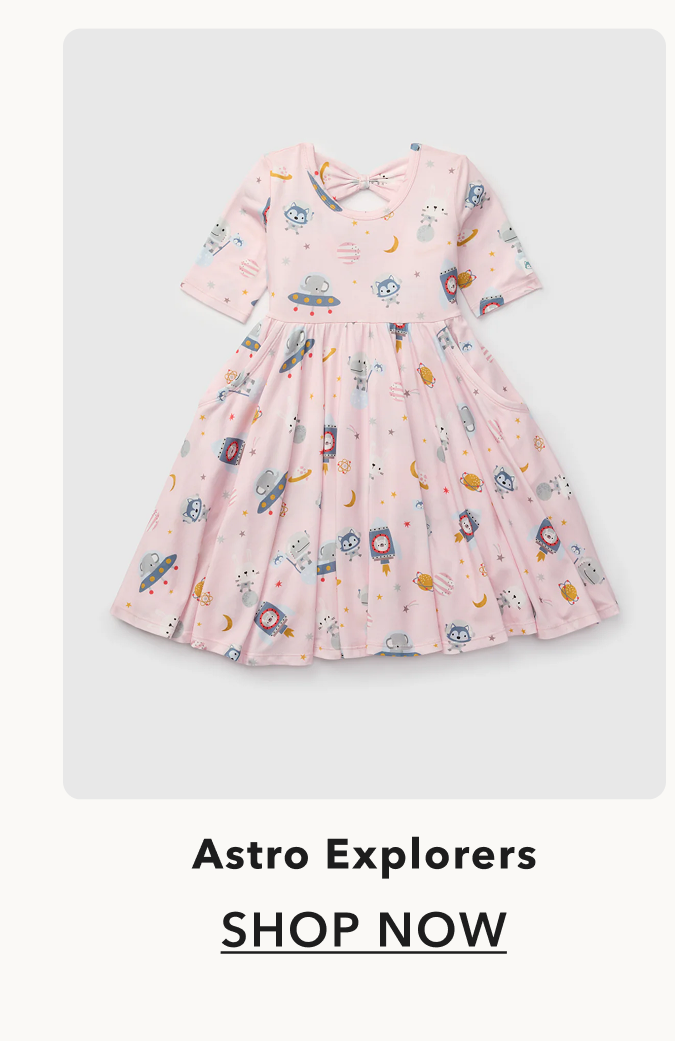 Pink skater dress with space ship print 