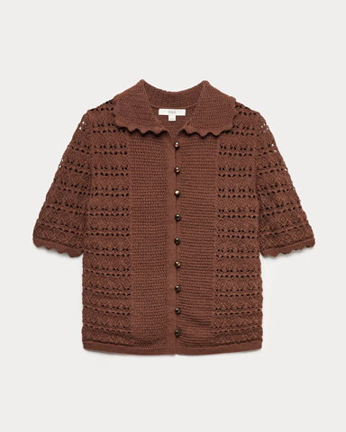 Conker Cotton Blend Open Stitch Cardigan