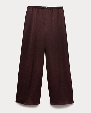 Raisin Satin Crinkle Palazzo Trousers