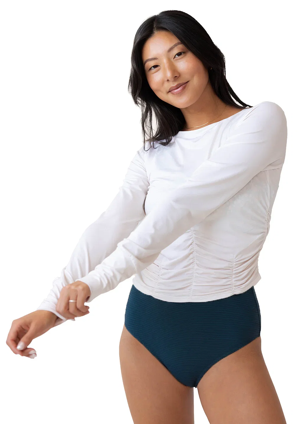 Image of Nani Women's Solid Ruched Long Sleeve Sun Shirt