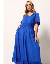 YOURS Robe longue bleu cobalt en crochet