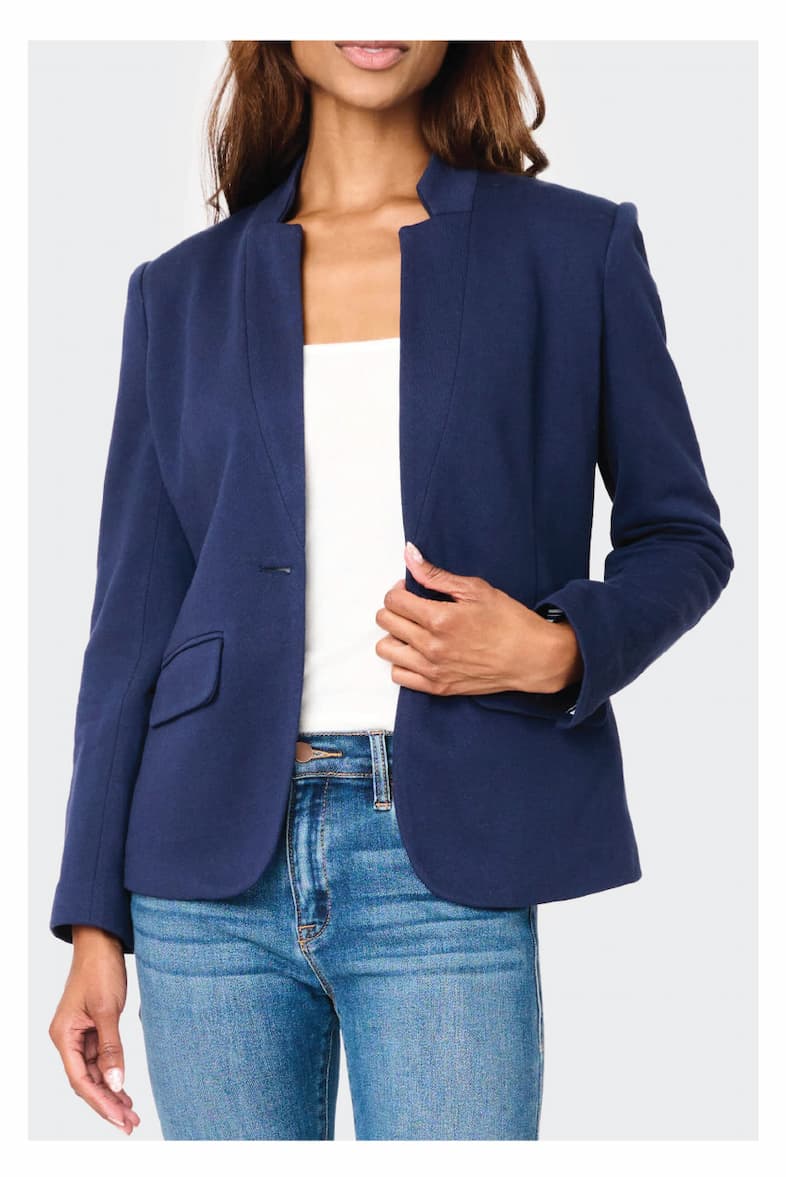 Notch Collar Blazer in Navy Peacoat