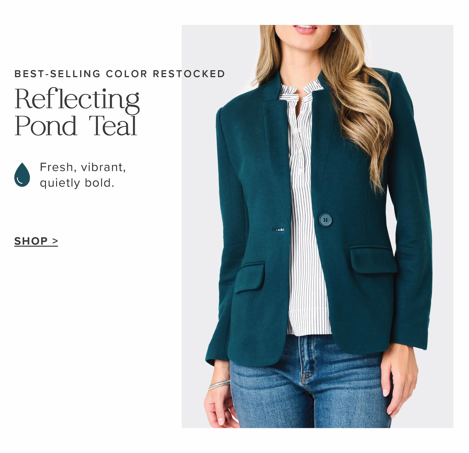 Notch Collar Blazer in Reflecting Pond Teal