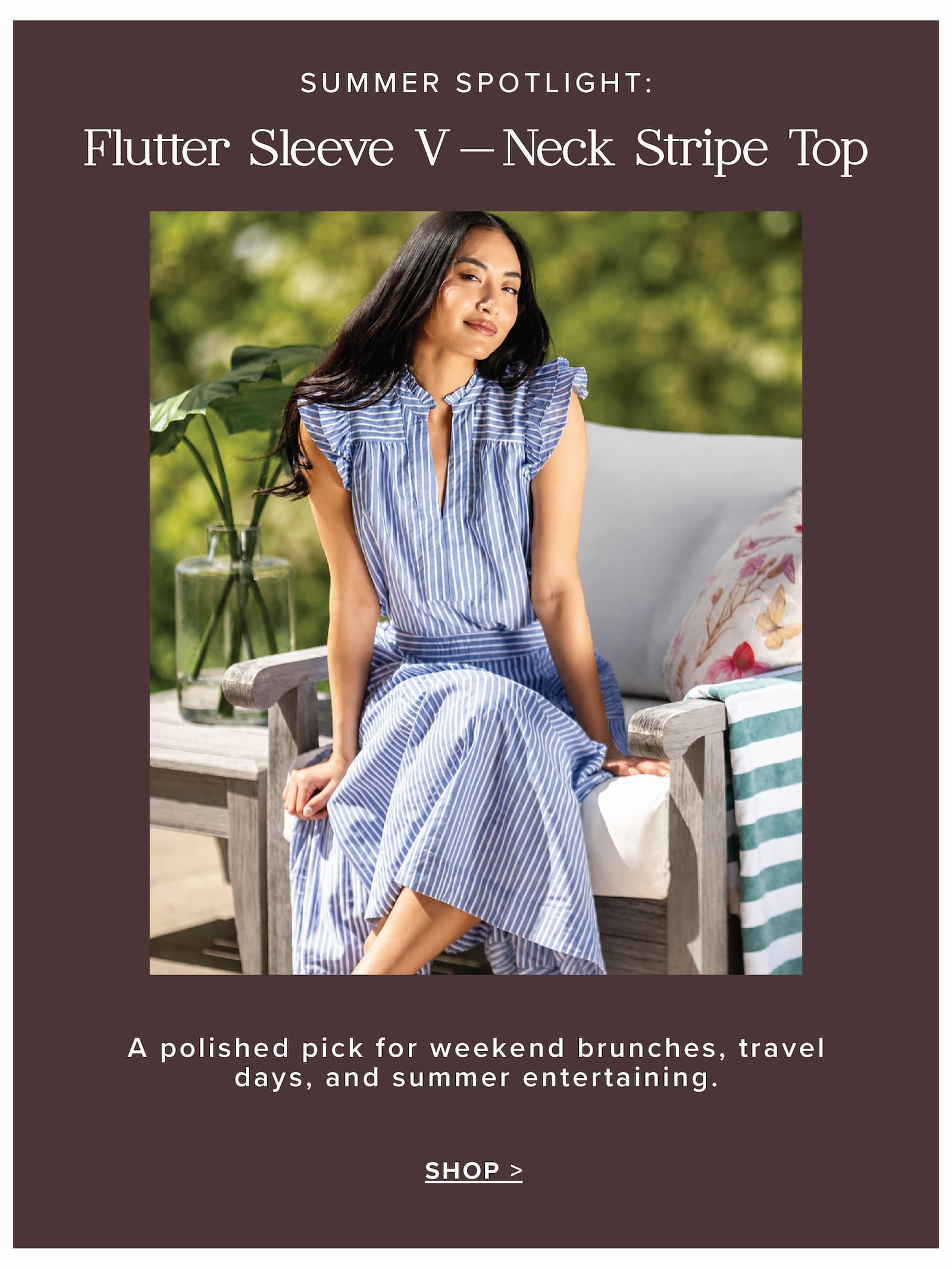 Summer Spotlight: Flutter Sleeve V-Neck Stripe Top