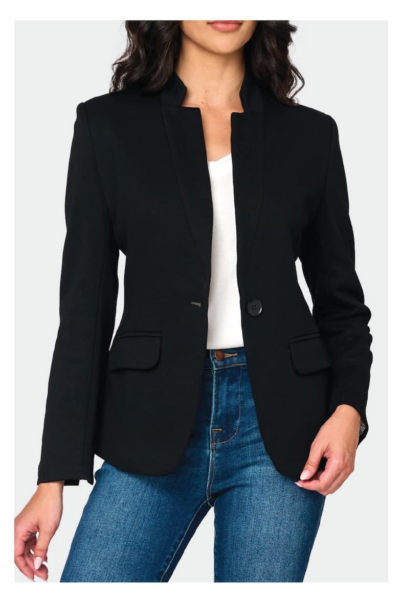 Notch Collar Blazer in Black