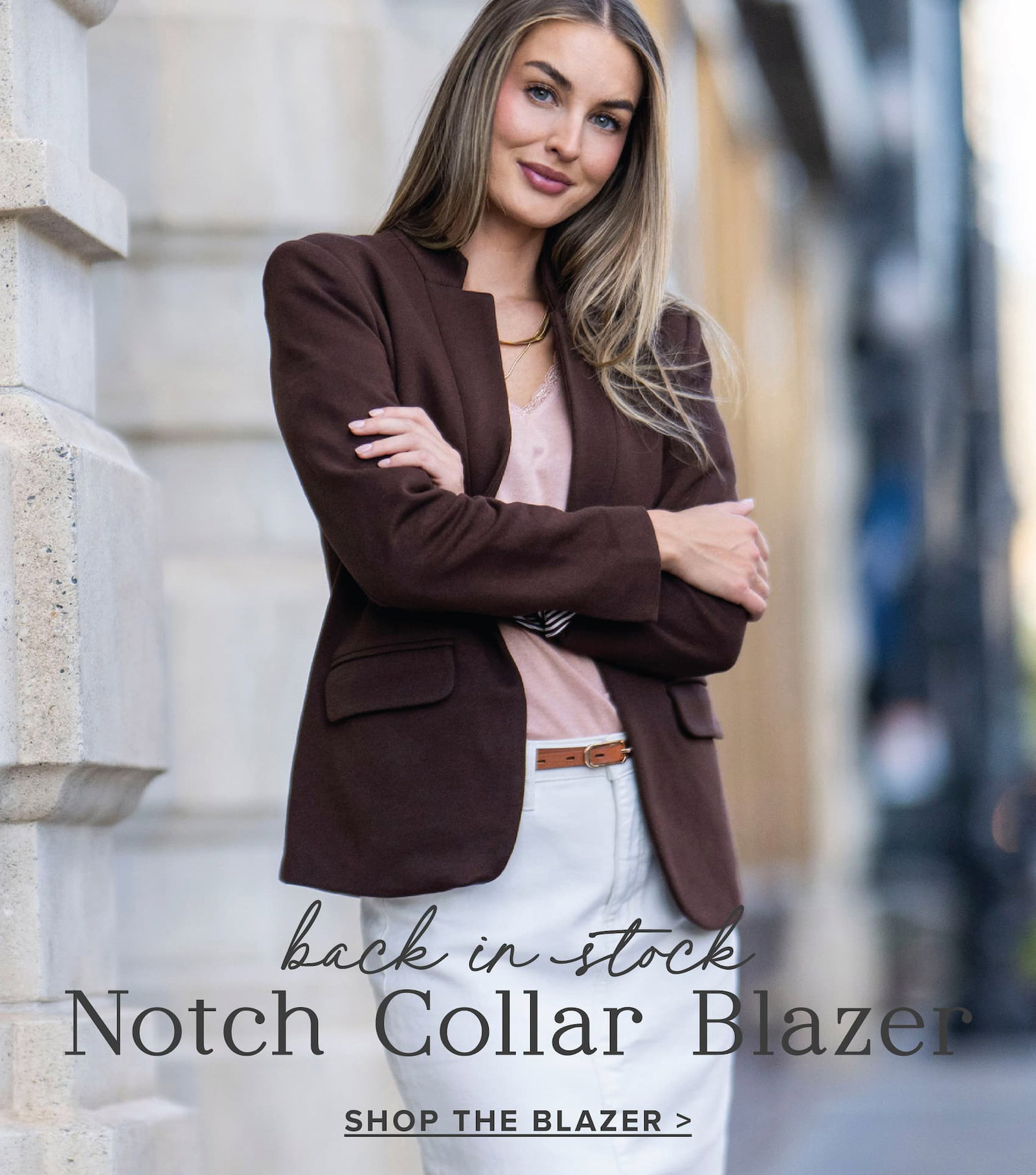 Notch Collar Blazer in Espresso Brown
