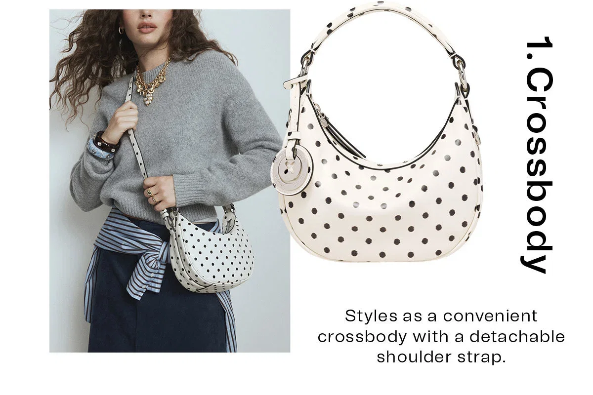 1. Crossbody | Styles as a convenient crossbody with a detachable shoulder strap.