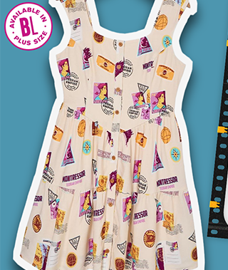 Treasure Planet Stamp Portraits Allover Print Tank Dress
