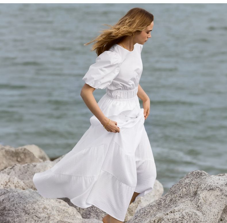 Rhoda Organic Cheesecloth Tiered Maxi Skirt