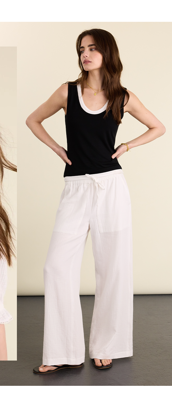 Melrose Double Cheesecloth Wide Leg Trousers