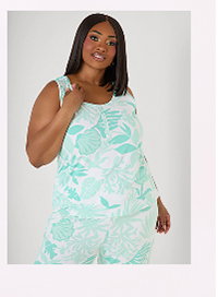 Moon To Noon Leaf Print PJs Set