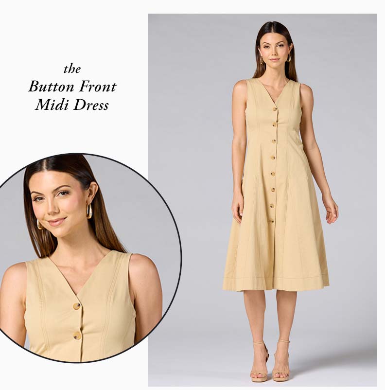 Shop Button Front Midi Dress