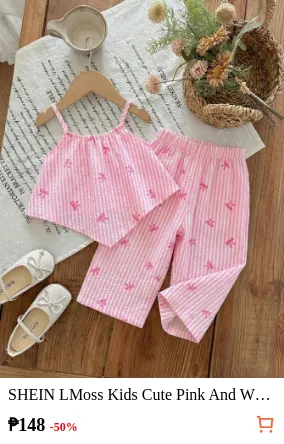 SHEIN LMoss Kids Cute Pink And...
