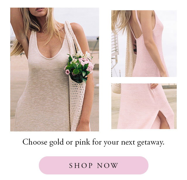Choose gold or pink maxi dresses. Shop now. 