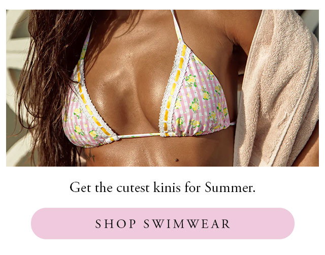 pink gingham triangle bikini. Shop swimwear. 