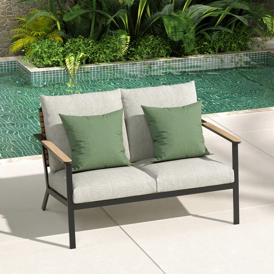 Grand Patio Modular Conversation Sofa Set, Outdoor Rocking Bistro Set with Thick Cushions